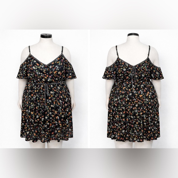 Xhilaration Dresses & Skirts - Multicolor Whimsy Floral Prairie Fairy Boho Flutter Sleeve Flowy Spring Dress